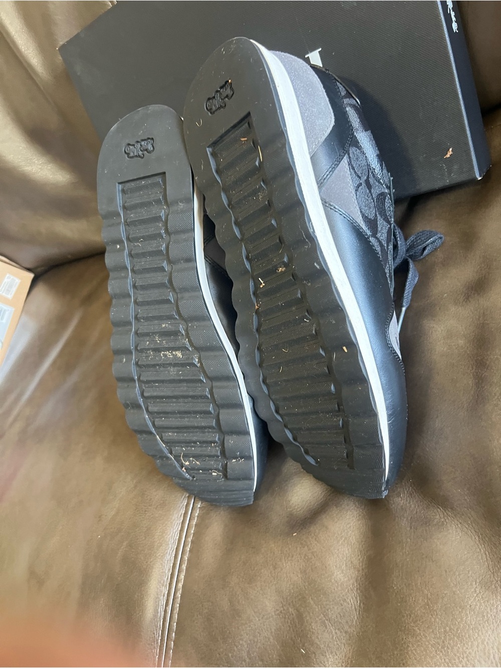 Coach Men's Black and Gray Signature Runner Sneakers - Picture 6 of 6